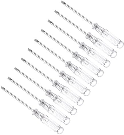 CoCud Mini Tournevis Plat, Taille 3,0 mm, Longueur 92 mm, Tournevis à Tête Plate en Acier au Carbone avec Poignée Antidérapante - (pour Lunettes, Montres), 10 Pièces.
