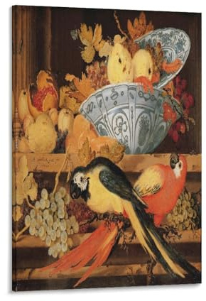 Balthasar Van Der Ast,Still Life With Fruit And Macaws Posters Poster Decorative Painting Canvas Wall Art Living Room Posters Bedroom Painting 24x36inch(60x90cm)