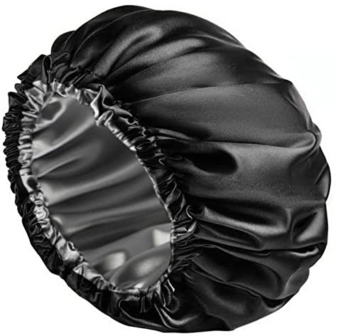 Schwarze Kleine Duschhaube Für Camping Und Reisen, Doppellagige Duschhaube Damen, Wiederverwendbare Badehaube Wasserdichte Bade-Haarhaube Mit Wiederverwendbarer, Weicher, Lichtechter Duschmütze