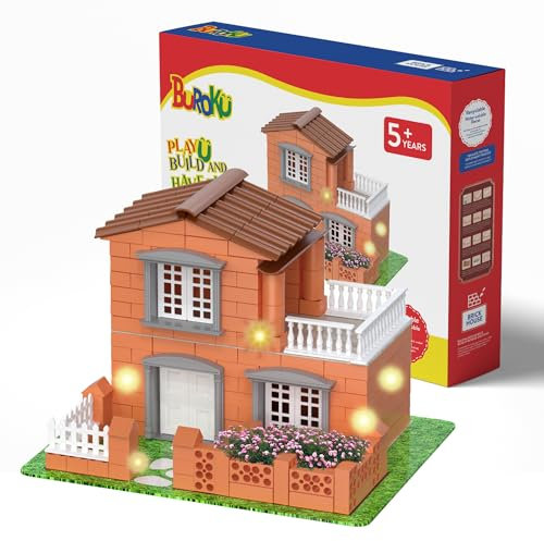 Buroku - Jeu de Construction de Maison en Briques avec Lumières | 270 Pièces en Plastique ABS Sûres pour Les Enfants | Améliore Les Compétences Précoces et Le Développement de l'Intelligence