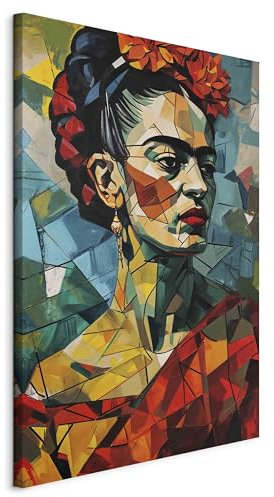 murando - Akustikbild Frida Kahlo 80x120 cm Bilder Akustikschaum Schallschutz Wand Deko Kunst Akustikpaneele Wandpaneele Schalldämmung Wandbild 1 tlg - Kubistischer Stil h-H-10043-b-a