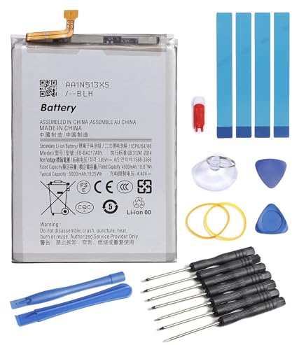 Akku EB-BA217ABY für Samsung Handy Galaxy A21s A13 A12s A12 A04s Smartphone | Kompatibel mit A02 M12 A217F SM-A137F A135F A127F A125F A047F A022F, Li-ion 5000mAh, 3,85V, mit Reparatur Toolkit