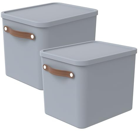 Rotho Maloja 2er-Set Aufbewahrungsbox 27l mit Deckel