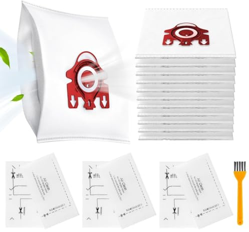 12 Pack FJM Hoover Bags Compatible With Miele Hoover Bags FJM, FJM Vacuum Bag, for Complete C1, Compact C1, Compact C2, S6 S4 Series with 3 Motor 3 Exhaust Filters 10123220