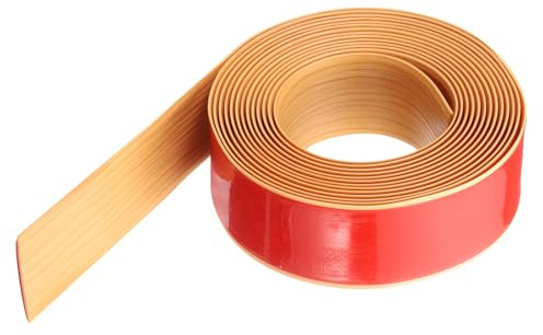 sourcing map Floor Transition Strip 2 16.5ft Self-Adhesive Laminate Floor Strips Divider Floor Cover Strips Durable PVC Edging Trim for Uneven Floors Carpet Tiles Gaps, Yellow Wood Grain