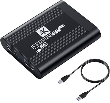 SHUBEIEUMI 4K Carte D'acquisition Vidéo, USB 3.0 Carte Vidéo HD HDMI, 1080P 60FPS Capture de Jeu vidéo pour PS5/Switch/PC/OBS pour Système Windows Linux OS(Noir)