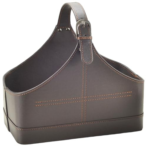 Porte-revues 11x5,9x8,3 pouces Porte-revues en cuir avec poignée supérieure Vin Fleurs Fruits Panier à magazines pour cadeaux de vacances Présentoir à cadeaux Panier à magazines Panier en cuir Porte-r