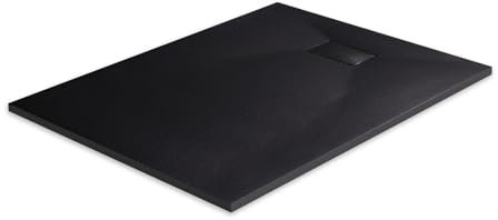 EMKE Duschwanne 120x90 cm Rutschfeste Oberfläche Duschtasse SMC Brausewanne Steinoptik Duschwannen 90 mm Abflussloch Eck-Duschwanne Schwarz