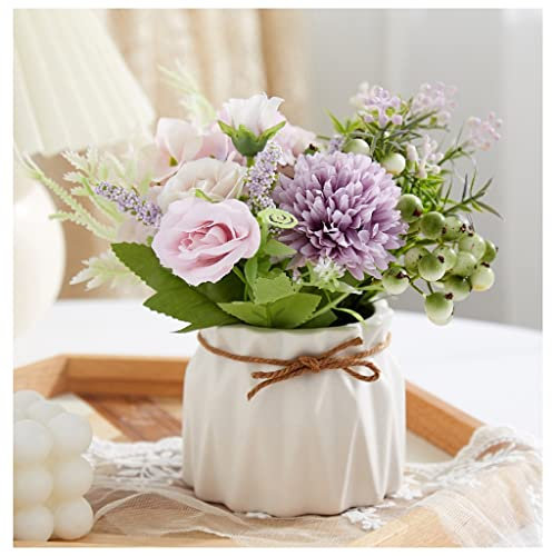 YIHANSS Künstliche Pflanzen-Arrangement, künstliche Blumen in Keramikvase, künstliche Hortensien, künstliche Blumen für Hochzeit, Zuhause, Party, Tischdekoration, Party-Dekoration (Farbe: G)