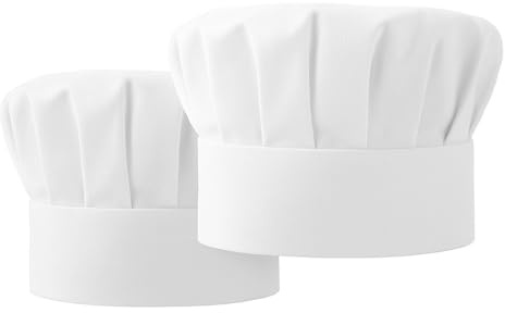 Hawpasy 2 PCS Bonnet de Chef Unisexe en Polyester, Bonnet Cuisine Professionnel Ajustable avec Élastique, Chapeau Cuisinier Lavable Idéal pour Pâtisserie, BBQ, École ou Restaurant