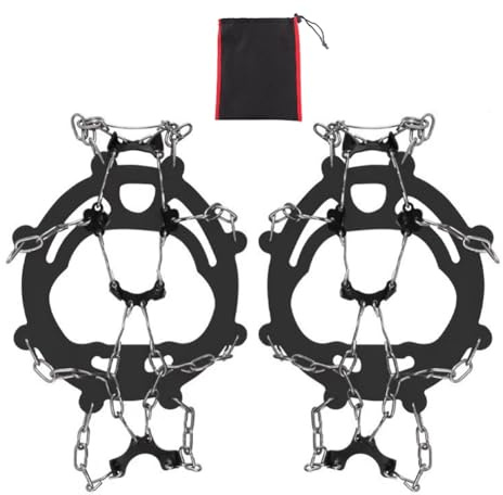 Steigeisen Wanderschuhe,Steigeisen Eisstollen Traktion,Schuh Spikes Anti Rutsch 8 Spikes Edelstahl Anti-Rutsch EIS Schnee Grips Für Schuhe Stiefel,Sicherer Schutz Für Gehen - Schwarz