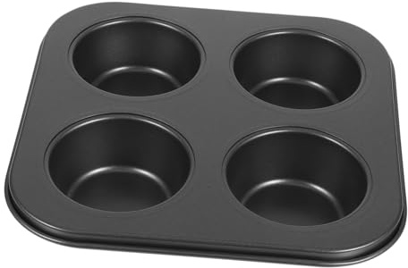 Didiseaon Muffin Cupcake Baking Tray 4-Grid Non-Stick Oven Baking Mold Black Muffin Cup Pan for Home