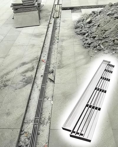 Griglia rettangolare lineare dello scarico del pavimento della doccia, bordo sotterraneo decorativo della grondaia per il giardino e il vialetto
