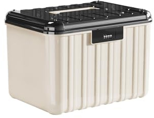 Kukecai Storage Box With Lock, Lockable Storage Box, Safe Container Document Organizer Bin With 4-digit Combination Lock, Personal Items Storaged Bin With Lid For Keys Offices Documents, Certificates