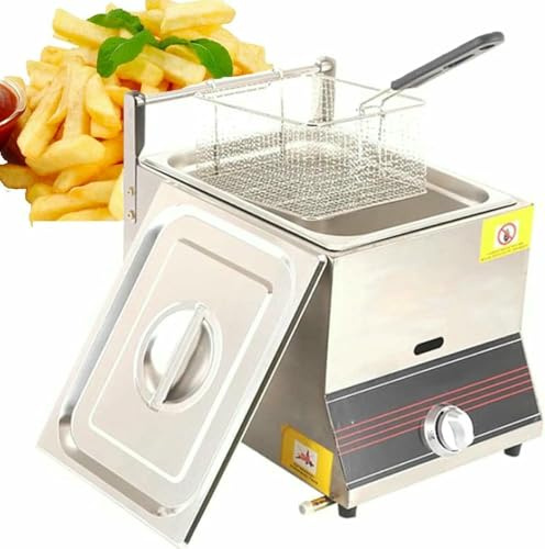 Friggitrice commerciale, friggitrice a gas da banco di grande capacità da 6L/12L per ristorante e uso domestico con cestino e coperchio