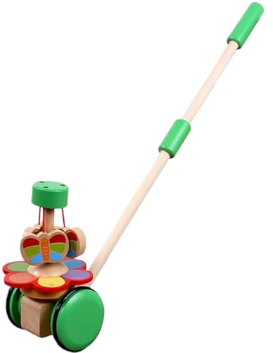 Joygoodta Giocattolo da Spingere, Girello Sicuro in Legno Giocattolo da Spingere con Farfalla Rotante, Bambino colorato, Camminata educativa per Regali per Bambini Girello