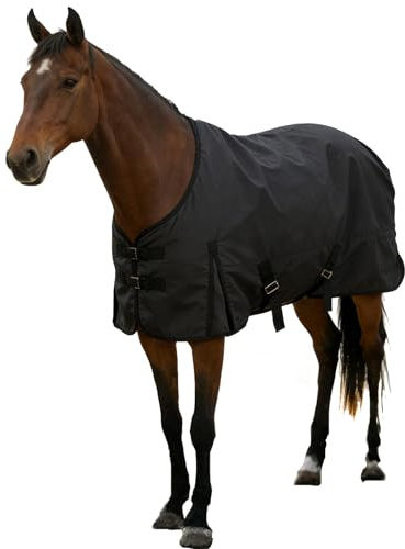 RXYNLL Regendecke Pferd 145 135 155 Outdoordecke Wasserdichte Decke, mit Innenfutter 1200D-schwarz-155cm