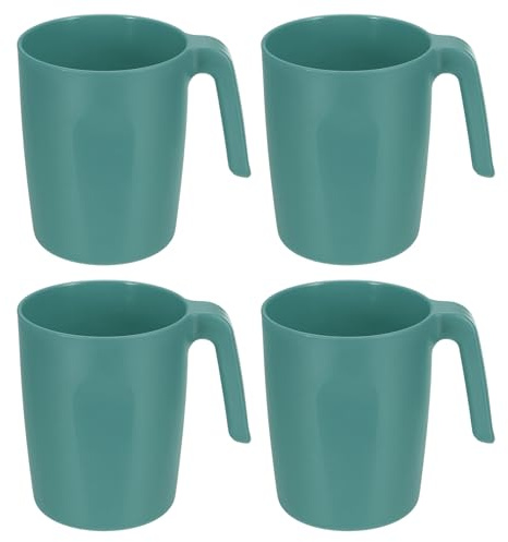 QUARKZMAN Set Di 4 Tazze Da Caffè In Plastica, Tazze Da Caffè Infrangibili, Bere Riutilizzabili Sicure Per Microonde E Lavastoviglie Con Manico Per Tè Latte Succo Cucina Campeggio,