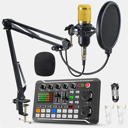 Micrófono de tarjeta sonido dedicado for Live BroadCast F998 con interfaz Audio (opcional) cambiador voz efectos mezclador DJ Principiantes y profesionales.(4)