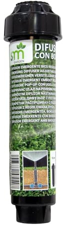 S&M 570407 – Difusor emergente de 10 cm de Altura, Regulable 0 a 360° Serie Slimbody | Radio de Alcance de riego 4,5 m | Incluye Filtro | Conexión roscada Hembra 1/2 | Muelle de Acero Inoxidable