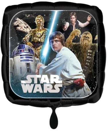 Amscan 3552101 - Standard Folienballon Quadrat Star Wars, circa 43 cm, Luke, Geburtstag, Heliumballon
