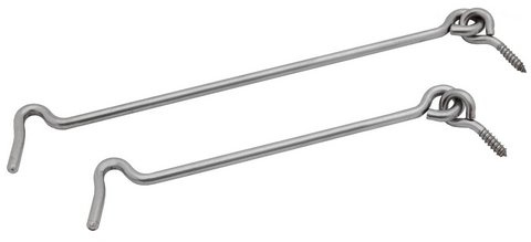 ONPIRA 2x Edelstahl Sturmhaken Fensterhaken Torhaken Türhaken Fenstersicherung Haken (Länge 150mm)
