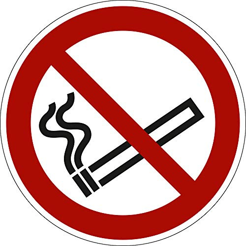 Rauchen verboten Schild Ø 100 mm – Aluminium gemäß ASR A1.3 / ISO 7010 P002 – Verbotszeichen rund, Sicherheitskennzeichen, wetterfest, glänzende Oberfläche