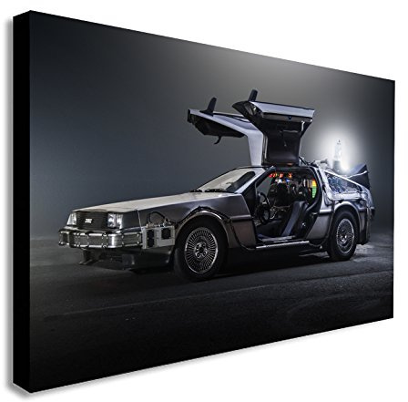 FAB Zurück in die Zukunft DeLorean Leinwanddruck, gerahmt, verschiedene Größen (A1, 81,3 x 61 cm)