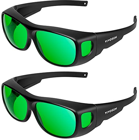 VIVOSUN Pack of 2 LED Light Glasses, LED Grow Room Safety Glasses, Grow Lamp Glasses for Indoor Gardens, Greenhouses, Hydroponics, Against UV & IR, Intensive LED Lighting, Optical Eye Protection