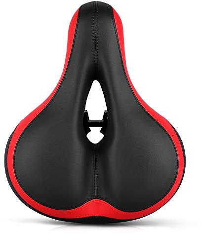 VOANZO Bike Seat Bicycle Saddle,Comfortable Soft Wide Bike Saddle Bicycle Breathable Professional Mountain Bike Seat Cushion Memory for MTB Road Gel Comfort Hybrid Cyclists - red