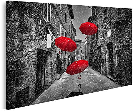 islandburner Bild auf Leinwand Regenschirme Wind Dunkle Straße Alte Italienische Stadt Toskana Bilder Wandbilder Poster