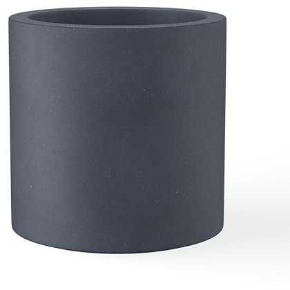 Kante Moderne zylindrische Pflanzgefäße aus Beton, 24,9 cm Durchmesser, Anthrazit