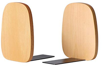 Muso Wood Buchstützen aus Holz Buchhalter Buchstütze für Regale Dekorative Bücherstützen Buchhalterung Bookends für Schule, zu Hause, Büro und als Schulgeschenk (Buchenholz - 1 Paar)