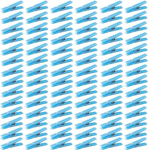 CHENXIN 100 Pack 1.35” Inch Clothes Pins Plastic Baby Shower Favors Party Game Scatter Decorations DIY Baby Boy Gender Reveal Parties Mini Blue Clothespins