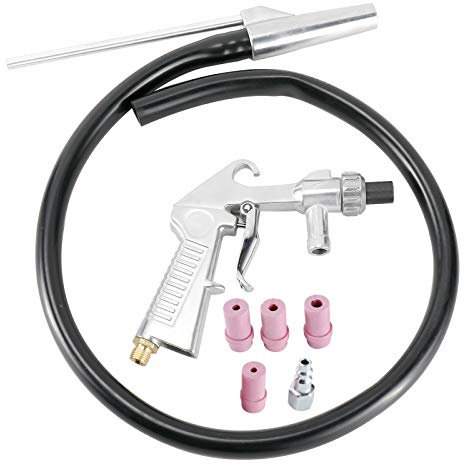LuckyHigh Sandblaster Tool Kit for Rust Remove, Sand Blasting Air Siphon Feed Gun, Sand Suction Pipe, 4Pcs Ceramic Nozzle Tips 1pc Steel Nozzle
