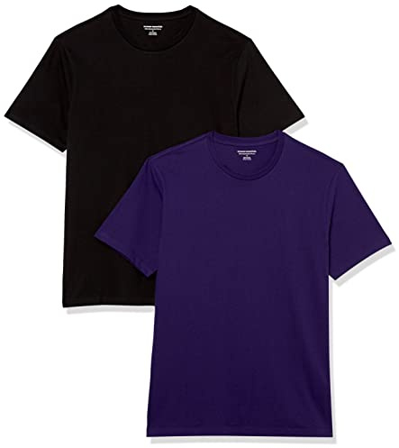 Amazon Essentials mäns Slim-Fit kortärmad rund hals t-shirt, paket med 2, svart/mörklila, XX-Large
