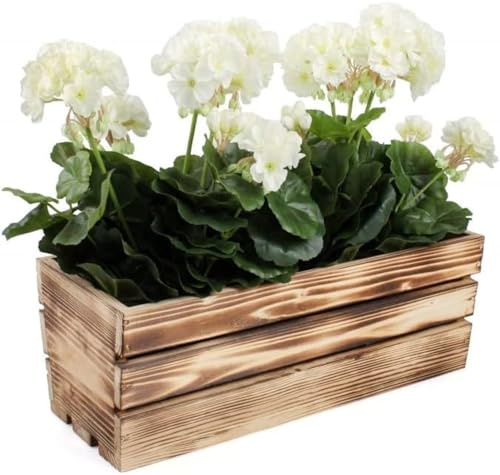 KOTARBAU® Blomlåda, örtlåda av trä, lång balkong blomlåda, 400 x 180 x 150 mm, bränd