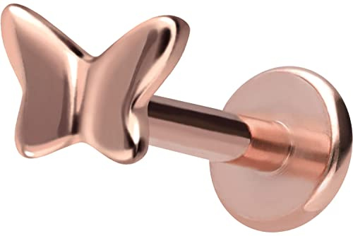 PIERCINGLINE Titan Labret mit Innengewinde Titan Aufsatz SCHMETTERLING Piercing Lippe Nase Ohr Helix Tragus Medusa Farb & Größenauswahl