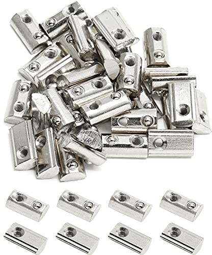Rierdge 24 Pcs 4040 Series M8 Half Round Roll in Spring T Nuts, Roll in Spring Loaded T Nut for European Standard 40 Series 8mm T-Slot Aluminum Extrusion Profile