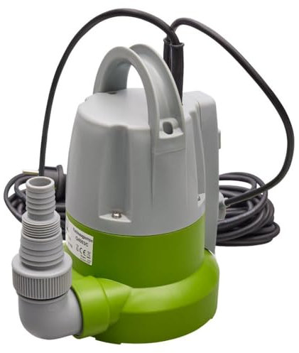 Pompa sommergibile con galleggiante integrato e protezione contro il surriscaldamento di CHM GmbH® - Aspirazione piatta fino a 1 mm (400 Watt, 6000 L/h) prevalenza max 6 m