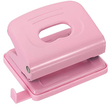 PATIKIL 1/4 2 Hole Paper Punch, Metal Hole Puncher 8 Sheet Punch Capacity Adjustable Hole Punch for Office and Home Supplies, Pink