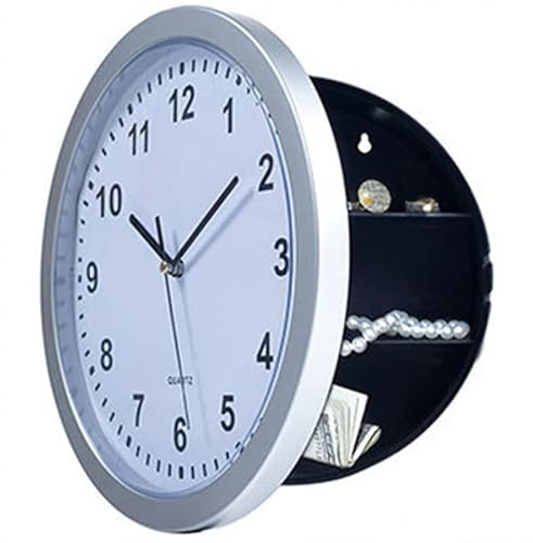 Restokki Vintage Rond Caché Secret Horloge Murale Coffre-Fort Grands Bijoux Horloges De Sécurité Argent Bijoux Compartiment Cachette Boîte