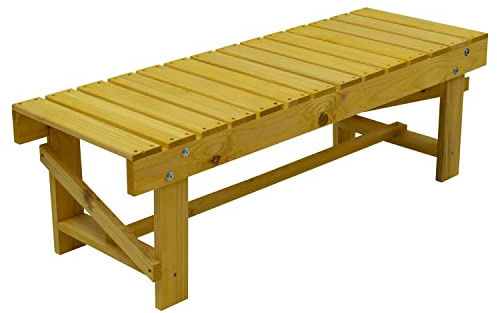 Woodside Wiverton 2 Seater Garden Patio Bench, Outdoor Wooden Loveseat, Hard Pine Wood