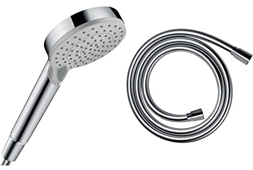 hansgrohe Duschkopf Vernis Blend, Duschbrause 2 Strahlarten, Antikalk-Funktion, Chrom & Brauseschlauch Isiflex, Duschschlauch 1,60m, Chrom