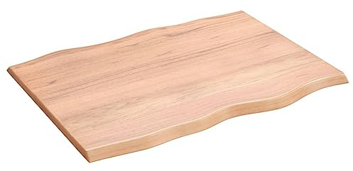 vidaXL Tischplatte 80x60x2 cm Massivholz Eiche Behandelt Baumkante