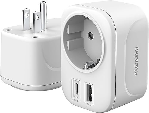Adattatore da viaggio universale, spina USA con 1 adattatore USB e 1 adattatore Type-C, adattatore per USA, Canada, Messico, Colombia, Thailandia, adattatore per spina USA, tipo B