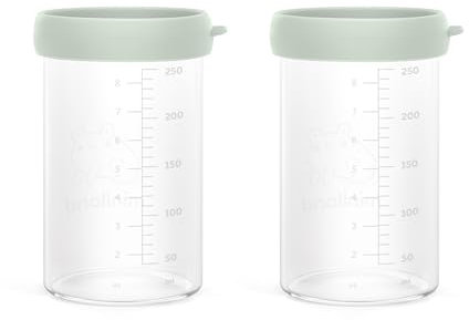 Miniland Ecosized - Set de dos herméticos de vidrio de 250ml graduados ideales para leche materna.