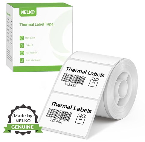 NELKO PM220 Etikettenhersteller-Band, angepasstes Etikettendruckpapier, 40x30 mm, Standard-laminiertes Büro-Etikettierband-Ersatz, Thermo-Etikettenband für Zuhause, Büro, 230 Etiketten/Rolle（weiß）