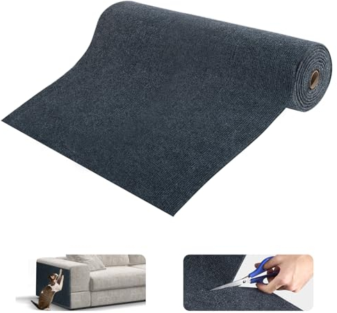 Ricyea Kratzmatte Katze 200cm x 40cm, Kratzteppich Selbstklebend, Kratzschutz für Katzen, Sofa, Möbel, Tür, Wand, L 200cm x B 40cm (Dunkelgrau)