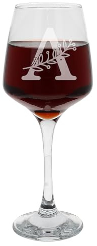 Calice da vino con monogramma inciso con nome inciso, grande bicchiere da vino regalo di compleanno per lei o lui, regalo personalizzato per lei o lui, personalizzabile con iniziale incisa, calice da